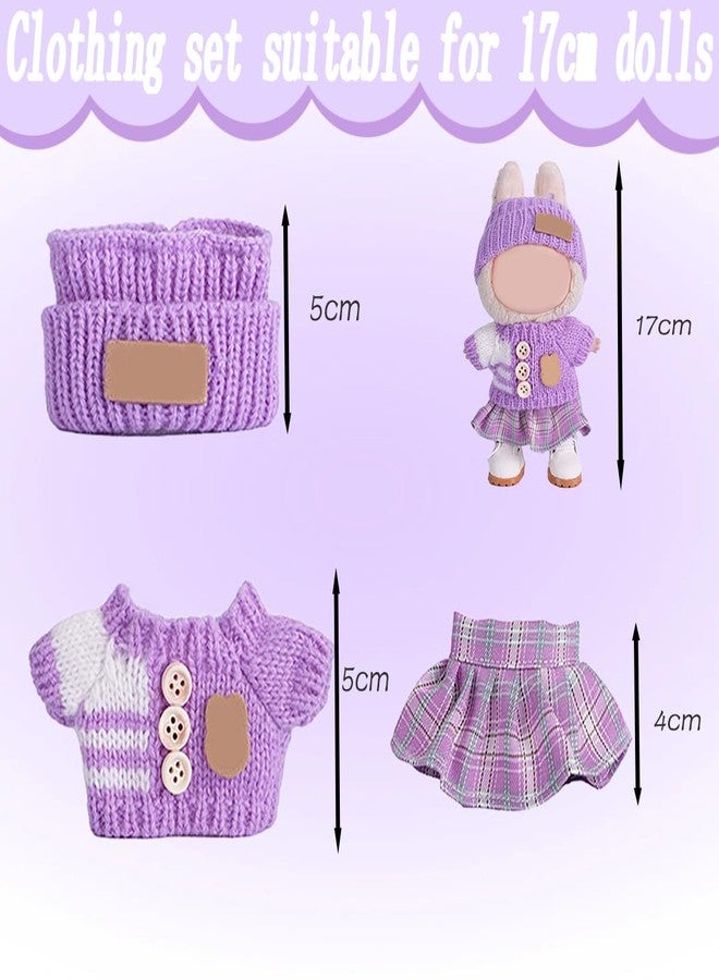 SHUOXUKE for Luxury 17cm Doll Clothes - 3-Piece Set （No Doll）, Adorable Outfit , Doll Outfit Clothes Set for 17cm Dolls,Clothes for Fashion Designer Collection Hat + Sweater + Skirt (Purple) - Image 5